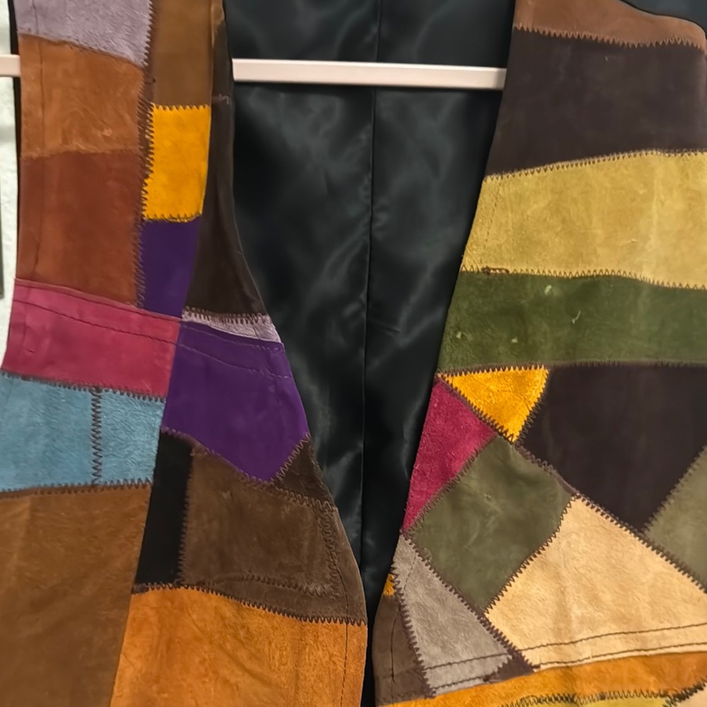Chic Multicolor Suede Patchwork Vest - image 3